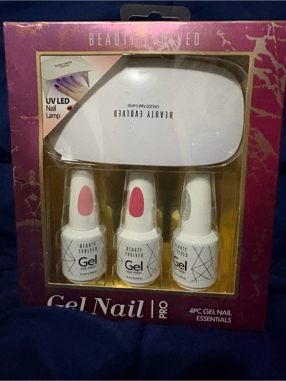 Gel Nail Kit with White LED Lamp and Pink Gel Polishes